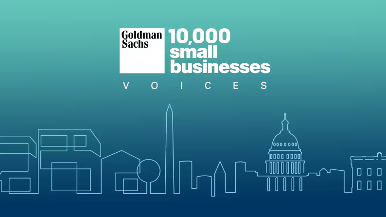 Goldman Sachs 10,000 Small Businesses Voices with DC Skyline Illustration